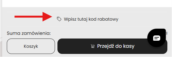 Koszyk — pole Wpisz tutaj kod rabatowy